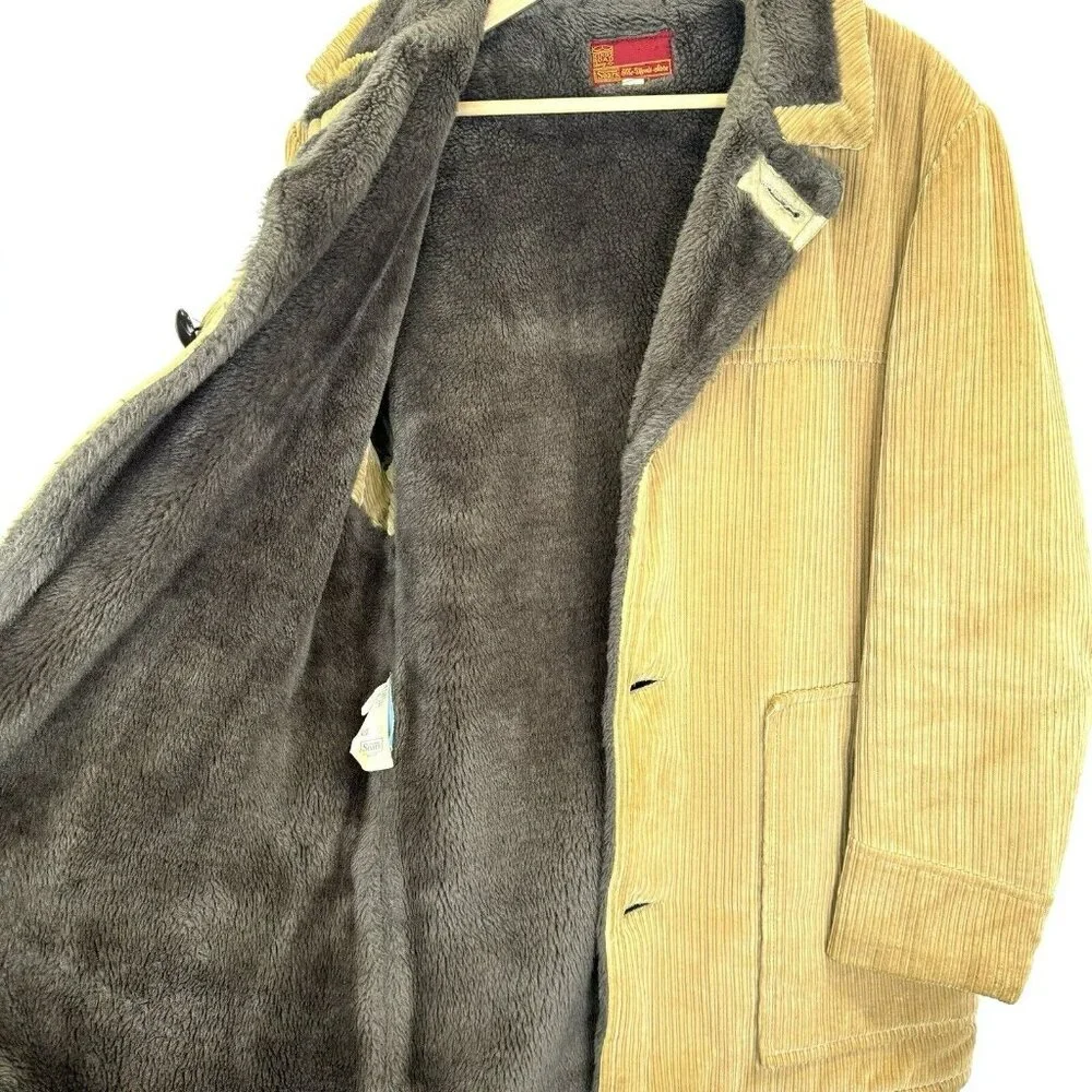 Vintage Sears Coat Mens Large 42 Corduroy Sherpa Fleece Hipster Boho Barn Chore